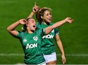 12 November 2021; Ireland players Maeve Óg O'Leary, left, and Sene Naoupu celebrate after the Autumn Test Series match between Ireland and USA at RDS Arena in Dublin. Photo by Brendan Moran/Sportsfile