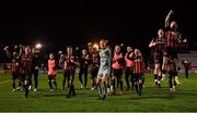 12 November 2021; Bohemians goalkeeper James Talbot, centre, leads his team-mates in celebration after their side's victory the SSE Airtricity League Premier Division match between Bohemians and Shamrock Rovers at Dalymount Park in Dublin. Photo by Seb Daly/Sportsfile