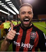 12 November 2021; Keith Ward of Bohemians celebrates after his side's victory in the SSE Airtricity League Premier Division match between Bohemians and Shamrock Rovers at Dalymount Park in Dublin. Photo by Seb Daly/Sportsfile