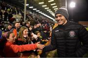 12 November 2021; Georgie Kelly of Bohemians with supporters after the SSE Airtricity League Premier Division match between Bohemians and Shamrock Rovers at Dalymount Park in Dublin. Photo by Ramsey Cardy/Sportsfile