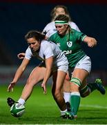 12 November 2021; Tess Feury of USA in action against Anna Caplice of Ireland during the Autumn Test Series match between Ireland and USA at RDS Arena in Dublin. Photo by Brendan Moran/Sportsfile