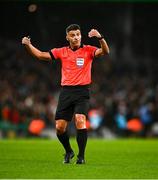 11 November 2021; Referee Jesús Gil Manzano during the FIFA World Cup 2022 qualifying group A match between Republic of Ireland and Portugal at the Aviva Stadium in Dublin. Photo by Eóin Noonan/Sportsfile