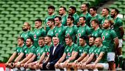 12 November 2021; Outgoing IRFU chief executive Philip Browne sits in the middle of the front row for a team photograph with the Ireland squad during the Ireland captain's run at Aviva Stadium in Dublin. Photo by Brendan Moran/Sportsfile