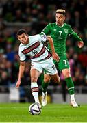 11 November 2021; Matheus Nunes of Portugal in action against Callum Robinson of Republic of Ireland during the FIFA World Cup 2022 qualifying group A match between Republic of Ireland and Portugal at the Aviva Stadium in Dublin. Photo by Eóin Noonan/Sportsfile