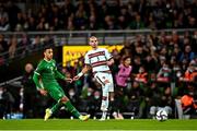 11 November 2021; Adam Idah of Republic of Ireland in action against Pepe of Portugal during the FIFA World Cup 2022 qualifying group A match between Republic of Ireland and Portugal at the Aviva Stadium in Dublin. Photo by Eóin Noonan/Sportsfile