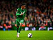 11 November 2021; Chiedozie Ogbene of Republic of Ireland during the FIFA World Cup 2022 qualifying group A match between Republic of Ireland and Portugal at the Aviva Stadium in Dublin. Photo by Eóin Noonan/Sportsfile