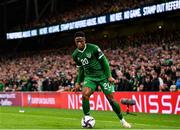 11 November 2021; Chiedozie Ogbene of Republic of Ireland during the FIFA World Cup 2022 qualifying group A match between Republic of Ireland and Portugal at the Aviva Stadium in Dublin. Photo by Eóin Noonan/Sportsfile