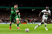 11 November 2021; Matt Doherty of Republic of Ireland during the FIFA World Cup 2022 qualifying group A match between Republic of Ireland and Portugal at the Aviva Stadium in Dublin. Photo by Eóin Noonan/Sportsfile