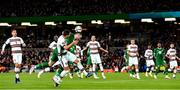 11 November 2021; Shane Duffy of Republic of Ireland in action against Joao Moutinho of Portugal during the FIFA World Cup 2022 qualifying group A match between Republic of Ireland and Portugal at the Aviva Stadium in Dublin. Photo by Eóin Noonan/Sportsfile