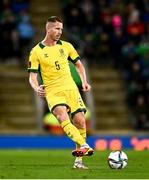 12 November 2021; Martynas Dapkus of Lithuania during the FIFA World Cup 2022 qualifying group C match between Northern Ireland and Lithuania at National Football Stadium, Windsor Park in Belfast. Photo by David Fitzgerald/Sportsfile
