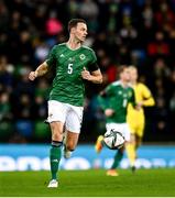 12 November 2021; Jonny Evans of Northern Ireland during the FIFA World Cup 2022 qualifying group C match between Northern Ireland and Lithuania at National Football Stadium, Windsor Park in Belfast. Photo by David Fitzgerald/Sportsfile