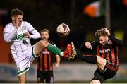 12 November 2021; Dylan Watts of Shamrock Rovers in action against Conor Levingston of Bohemians during the SSE Airtricity League Premier Division match between Bohemians and Shamrock Rovers at Dalymount Park in Dublin. Photo by Seb Daly/Sportsfile
