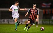 12 November 2021; Liam Burt of Bohemians in action against Max Murphy of Shamrock Rovers during the SSE Airtricity League Premier Division match between Bohemians and Shamrock Rovers at Dalymount Park in Dublin. Photo by Seb Daly/Sportsfile