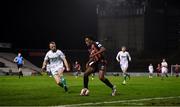 12 November 2021; Promise Omochere of Bohemians in action against Sean Hoare of Shamrock Rovers during the SSE Airtricity League Premier Division match between Bohemians and Shamrock Rovers at Dalymount Park in Dublin. Photo by Seb Daly/Sportsfile