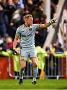 12 November 2021; Bohemians goalkeeper James Talbot celebrates his side's second goal, scored by team-mate Promise Omochere, during the SSE Airtricity League Premier Division match between Bohemians and Shamrock Rovers at Dalymount Park in Dublin. Photo by Seb Daly/Sportsfile