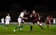 12 November 2021; Ciarán Kelly of Bohemians in action against Aaron Greene of Shamrock Rovers during the SSE Airtricity League Premier Division match between Bohemians and Shamrock Rovers at Dalymount Park in Dublin. Photo by Seb Daly/Sportsfile