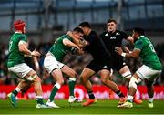 13 November 2021; Jonathan Sexton of Ireland is tackled by Codie Taylor of New Zealand for which he is subsequently awarded a yellow card during the Autumn Nations Series match between Ireland and New Zealand at Aviva Stadium in Dublin. Photo by David Fitzgerald/Sportsfile
