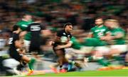13 November 2021; Sevu Reece of New Zealand is tackled by Tadhg Furlong of Ireland during the Autumn Nations Series match between Ireland and New Zealand at Aviva Stadium in Dublin. Photo by Ramsey Cardy/Sportsfile