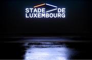 13 November 2021; A general view of Stade de Luxembourg signage before a Republic of Ireland press conference at Stade de Luxembourg in Luxembourg. Photo by Stephen McCarthy/Sportsfile