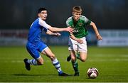 13 November 2021; Sean O'Callaghan of Cork City in action against Sean Patton of Finn Harps during the U15 National League of Ireland Cup Final match between Cork City and Finn Harps at Athlone Town Stadium in Athlone, Westmeath. Photo by Eóin Noonan/Sportsfile
