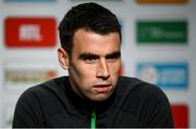 13 November 2021; Seamus Coleman during a Republic of Ireland press conference at Stade de Luxembourg in Luxembourg. Photo by Stephen McCarthy/Sportsfile