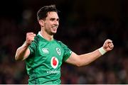 13 November 2021; Joey Carbery of Ireland celebrates after their side's victory in the Autumn Nations Series match between Ireland and New Zealand at Aviva Stadium in Dublin. Photo by Brendan Moran/Sportsfile
