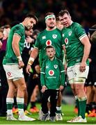 13 November 2021; Luca Sexton, son of Ireland captain Jonathan Sexton with Conor Murray, Rob Herring and Peter O’Mahony after the Autumn Nations Series match between Ireland and New Zealand at Aviva Stadium in Dublin. Photo by Brendan Moran/Sportsfile