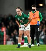 13 November 2021; James Lowe of Ireland watches a penalty kick by Joey Carbery during the Autumn Nations Series match between Ireland and New Zealand at Aviva Stadium in Dublin. Photo by Ramsey Cardy/Sportsfile