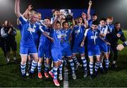 13 November 2021; Aaron McLaughlin of Finn Harps lifts the cup after the U15 National League of Ireland Cup Final match between Cork City and Finn Harps at Athlone Town Stadium in Athlone, Westmeath. Photo by Eóin Noonan/Sportsfile