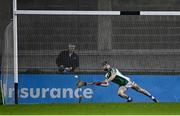 13 November 2021; Kilmacud Crokes goalkeeper Eddie Gibbons is beaten for a goal from a penalty from Dónal Burke of Na Fianna, not pictured, during the Go Ahead Dublin County Senior Club Hurling Championship Final match between Na Fianna and Kilmacud Crokes at Parnell Park in Dublin. Photo by Piaras Ó Mídheach/Sportsfile