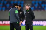 13 November 2021; Manager Stephen Kenny, right, in conversation with Adam Idah during a Republic of Ireland training session? at Stade de Luxembourg in Luxembourg. Photo by Stephen McCarthy/Sportsfile