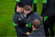 13 November 2021; Callum O’Dowda, left, and James McClean during a Republic of Ireland training session? at Stade de Luxembourg in Luxembourg. Photo by Stephen McCarthy/Sportsfile