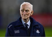 13 November 2021; Jimmy Gray, goalkeeper on the Dublin team that contested the 1961 All-Ireland senior hurling championship final, on the pitch as players, mentors and their representatives were introduced to the crowd at half-time during the Go Ahead Dublin County Senior Club Hurling Championship Final match between Na Fianna and Kilmacud Crokes at Parnell Park in Dublin. Photo by Piaras Ó Mídheach/Sportsfile