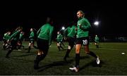 13 November 2021; Peamount United players including Stephanie Roche, right, warm up before the SSE Airtricity Women's National League match between Peamount United and Galway WFC at PLR Park in Greenogue, Dublin. Photo by Sam Barnes/Sportsfile