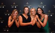 13 November 2021; Meath players, from left, Katie Newe, Emma Duggan, Vikki Wall and Máire O'Shaughnessy recreating the A Season of Sundays book cover before the TG4 Ladies Football All Stars Awards banquet, in association with Lidl, at the Bonnington Hotel, Dublin.  Photo by Harry Murphy/Sportsfile