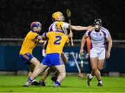 13 November 2021; Ronan Hayes of Kilmacud Crokes in action against Feargal Breathnach, left, and Conor Kelly of Na Fianna during the Go Ahead Dublin County Senior Club Hurling Championship Final match between Na Fianna and Kilmacud Crokes at Parnell Park in Dublin. Photo by Daire Brennan/Sportsfile