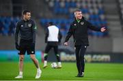 13 November 2021; Manager Stephen Kenny, right, and Seamus Coleman during a Republic of Ireland training session at Stade de Luxembourg in Luxembourg. Photo by Stephen McCarthy/Sportsfile