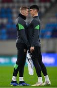 13 November 2021; James McClean, left, and Callum O’Dowda during a Republic of Ireland training session at Stade de Luxembourg in Luxembourg. Photo by Stephen McCarthy/Sportsfile