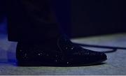 13 November 2021; A detailed view of MC Daithí Ó Sé's shoes during the TG4 Ladies Football All Stars Awards banquet, in association with Lidl, at the Bonnington Hotel, Dublin.  Photo by Brendan Moran/Sportsfile