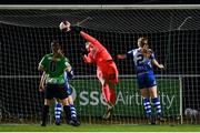 13 November 2021; Niamh Reid-Burke of Peamount United fails to stop the shot of Shauna Brennan of Galway, resulting in Galway's third goal, during the SSE Airtricity Women's National League match between Peamount United and Galway WFC at PLR Park in Greenogue, Dublin. Photo by Sam Barnes/Sportsfile