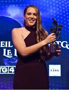 13 November 2021; Cliodhna Ní Shé of Carlow with her TG4 Junior Players Player of the Year award during the TG4 Ladies Football All Stars Awards banquet, in association with Lidl, at the Bonnington Hotel, Dublin.  Photo by Brendan Moran/Sportsfile