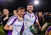 13 November 2021; Kilmacud Crokes players Dillon Mulligan, left, and Bill O'Carroll celebrate after their side's victory in the Go Ahead Dublin County Senior Club Hurling Championship Final match between Na Fianna and Kilmacud Crokes at Parnell Park in Dublin. Photo by Piaras Ó Mídheach/Sportsfile