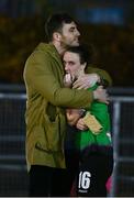 13 November 2021; Karen Duggan of Peamount United is consoled by friends and family after her side's defeat in the SSE Airtricity Women's National League match between Peamount United and Galway WFC at PLR Park in Greenogue, Dublin. Photo by Sam Barnes/Sportsfile