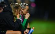 13 November 2021; Peamount United substitutes including Stephanie Roche, watch on dejected during the SSE Airtricity Women's National League match between Peamount United and Galway WFC at PLR Park in Greenogue, Dublin. Lauryn O'Callaghan of Peamount United  Photo by Sam Barnes/Sportsfile