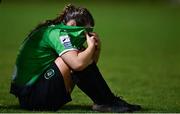 13 November 2021; Lucy McCartan of Peamount United dejected after her side's defeat in the SSE Airtricity Women's National League match between Peamount United and Galway WFC at PLR Park in Greenogue, Dublin. Lauryn O'Callaghan of Peamount United  Photo by Sam Barnes/Sportsfile