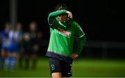 13 November 2021; Megan Smyth Lynch of Peamount United dejected after conceding a goal during the SSE Airtricity Women's National League match between Peamount United and Galway WFC at PLR Park in Greenogue, Dublin. Photo by Sam Barnes/Sportsfile