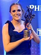 13 November 2021; Sarah Dillon of Westmeath with her TG4 Intermediate Players Player of the Year award during the TG4 Ladies Football All Stars Awards banquet, in association with Lidl, at the Bonnington Hotel, Dublin. Photo by Brendan Moran/Sportsfile