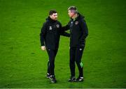 13 November 2021; Sean McDonnell, FAI International Operations, left, and manager Stephen Kenny during a Republic of Ireland training session at Stade de Luxembourg in Luxembourg. Photo by Stephen McCarthy/Sportsfile