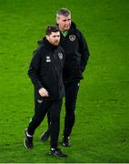 13 November 2021; Sean McDonnell, FAI International Operations, left, and manager Stephen Kenny during a Republic of Ireland training session at Stade de Luxembourg in Luxembourg. Photo by Stephen McCarthy/Sportsfile