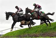 14 November 2021; Mr Diablo, left, with Donagh Meyler up, and Michael's Pick, right, with Conor Orr up, jump Ruby's Double during the Pigsback.com Risk Of Thunder Steeplechase on day two of the Punchestown Winter Festival at Punchestown Racecourse in Kildare. Photo by Seb Daly/Sportsfile